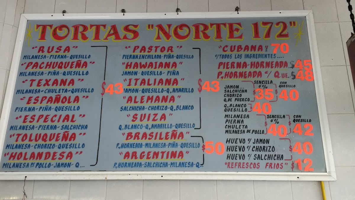 Tortas Gigantes Norte 172 Menu - Image 2