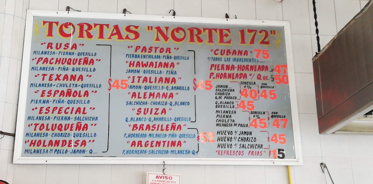 Tortas Gigantes Norte 172 Menu - Image 4